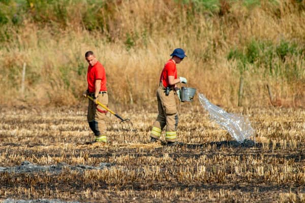 Firefighters from Skegness station at a fire at Gayton near Louth in July 2022.