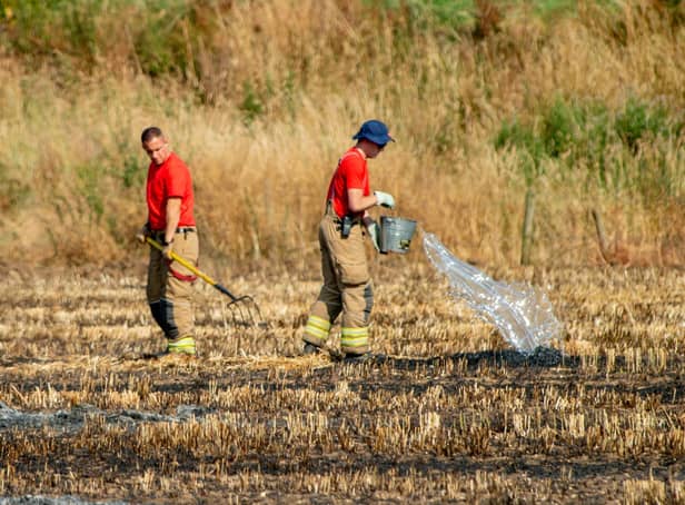 Firefighters from Skegness station at a fire at Gayton near Louth in July 2022.