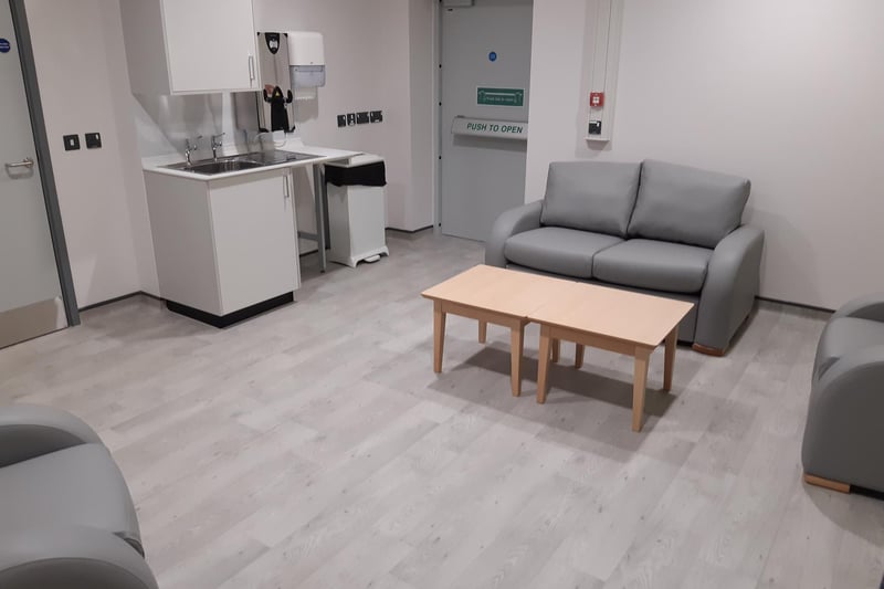 A relatives' room, which can be used to update families. In an adjoining room, a space has been created for families to spend time, in private, with loved ones who have passed away.