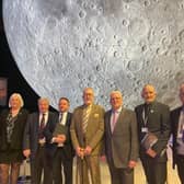 Councillors pictured in front of the moon exhibit at the Embassy Theatre in Skegness.