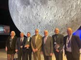 Councillors pictured in front of the moon exhibit at the Embassy Theatre in Skegness.