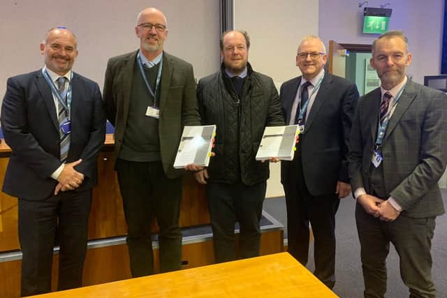 Adrian Sibley Deputy Chief Executive – Programme Delivery, Cllr Craig Leyland Leader of East Lindsey District Council, Freddie Chambers Lindum Group MD, Cllr William Gray Political Champion for the Campus for Future Living and Rob Barlow, Joint Chief Executive South & East Lincolnshire Councils Partnership.