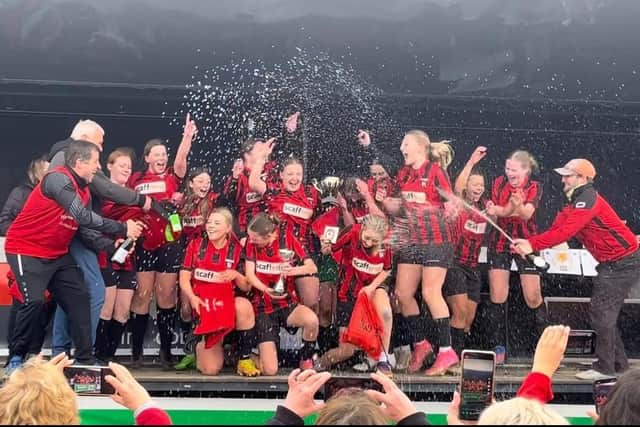 We won the cup - Louth U16 girls celebrate in France.