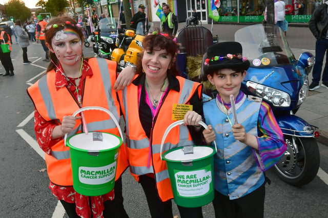 Volunteers (from left)  Penny Mason 19, Dee Dee Lee and Valentino Mason, 10, collecting for Macmillan.