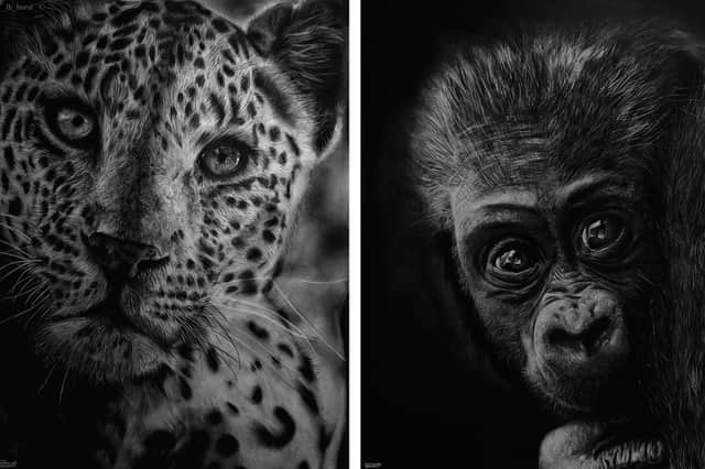 Some more of Levi's work - each hand-drawn in charcoal.