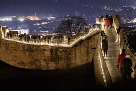 Magical views from Lincoln Castle's illuminated wall walk