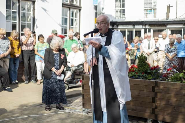 Rev Charles Patrick addresses the crowd during the Proclamation.