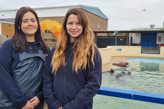 Keeper  Emily Askew  (left) with Skegness Natureland director Daisy Yeadon.