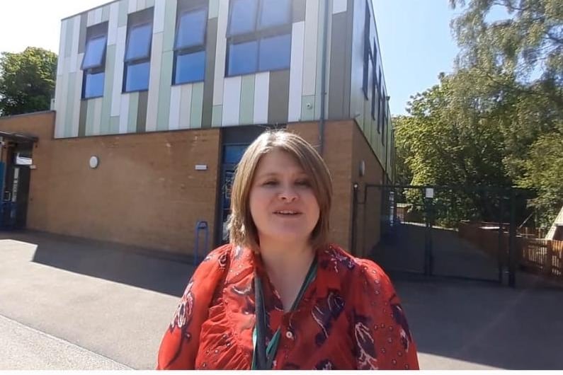 Eileen McMorrow, LCC Special Schools Strategy programme manager, outside the new block.