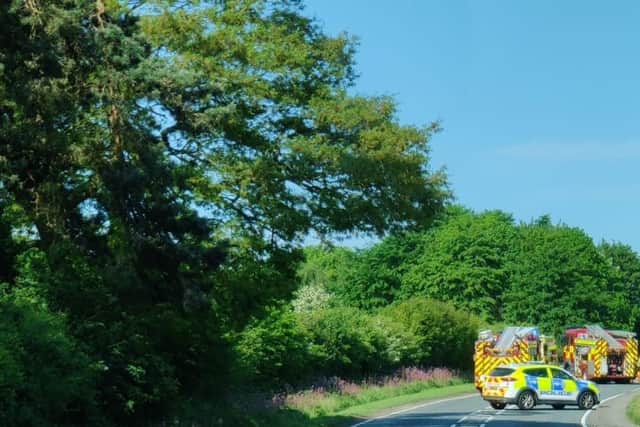 Emergency services at the scene of the accident.