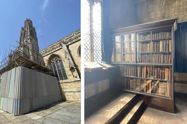 Works are underway to install new lights at the Stump tower, and to protect its historic library collection.