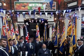 The Skegness branch of the Royal British Legion celebrating the Queen's Platinum Jubilee. The Union Flag is now flying half-mast.