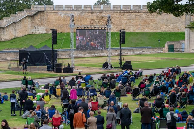 Lincoln Castle screened the service in its grounds.