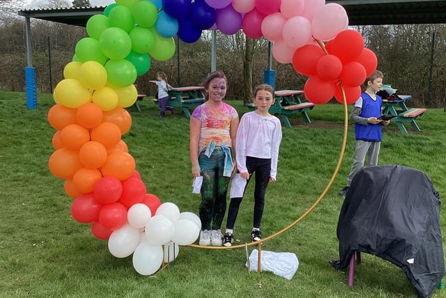 Pupils of Beacon Primary Academy in Skegness too part in a colour run for Red Nose Day.