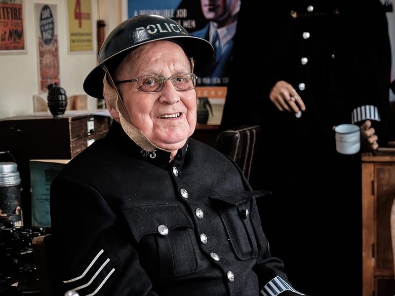 Volunteer Jim Cullen mans the 'police station' at the museum.