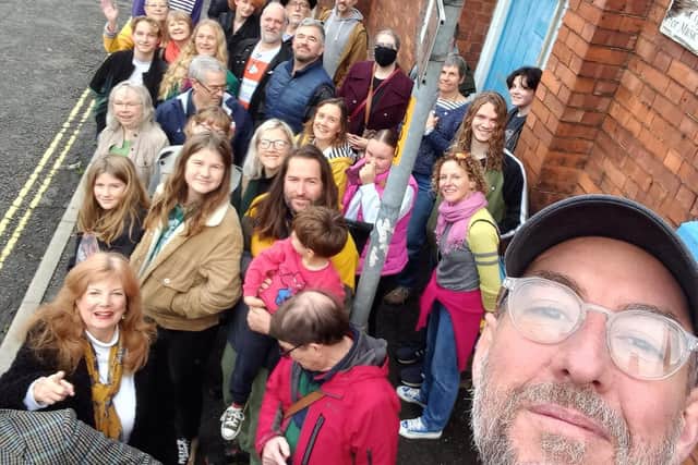 Supporters gather outside of Louth Legion Hall. Photo: Save Louth Legion