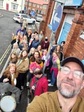 Supporters gather outside of Louth Legion Hall. Photo: Save Louth Legion