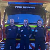 Nicky, Lilli and Aaron at Louth Fire Station.