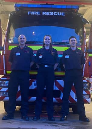 Nicky, Lilli and Aaron at Louth Fire Station.