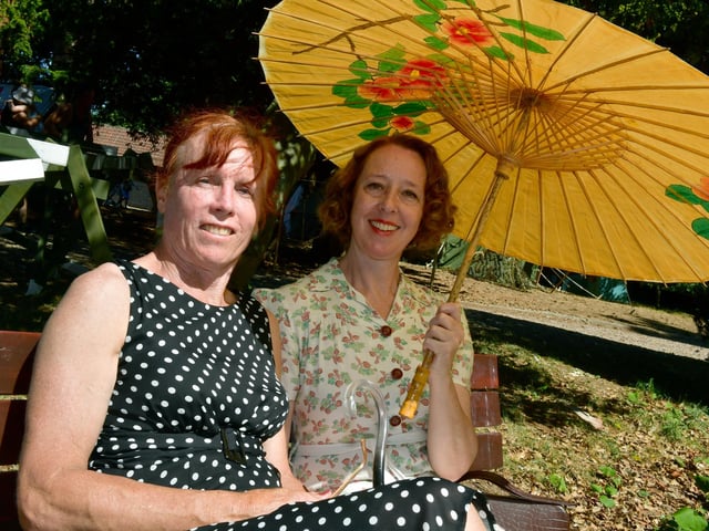 Staying cool in style - Elizabeth Hill and Rachel Page.