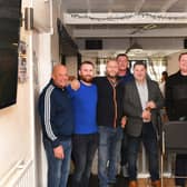 Grimsby fans cheer on the Mariners at My Father’s Moustache pub. Photos: Mick Fox