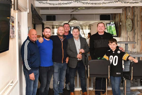 Grimsby fans cheer on the Mariners at My Father’s Moustache pub. Photos: Mick Fox