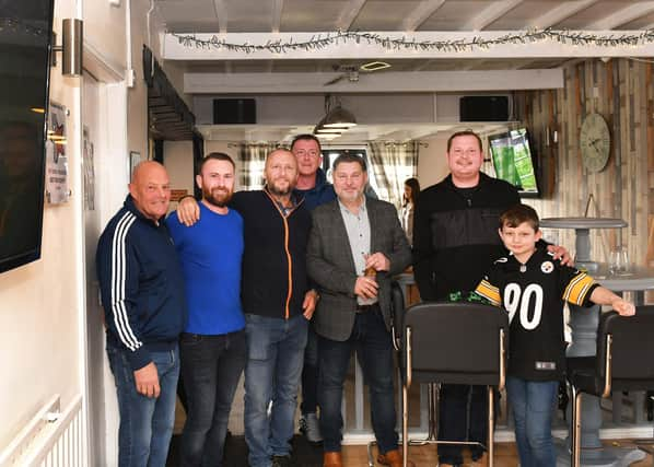 Grimsby fans cheer on the Mariners at My Father’s Moustache pub. Photos: Mick Fox