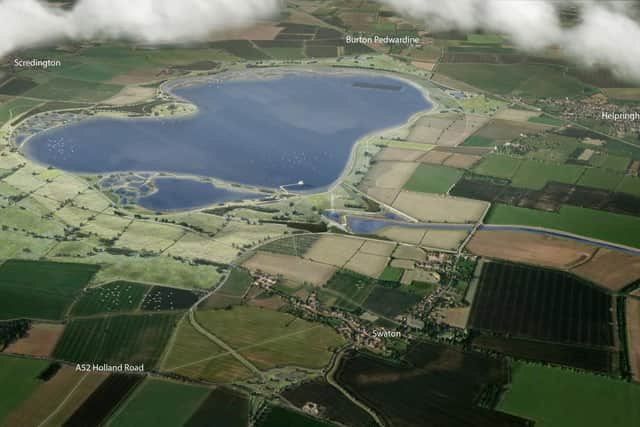 Anglian water's detailed impression of how the new reservoir could look in the landscape between Scredington, Swaton and Helpringham, near Sleaford.