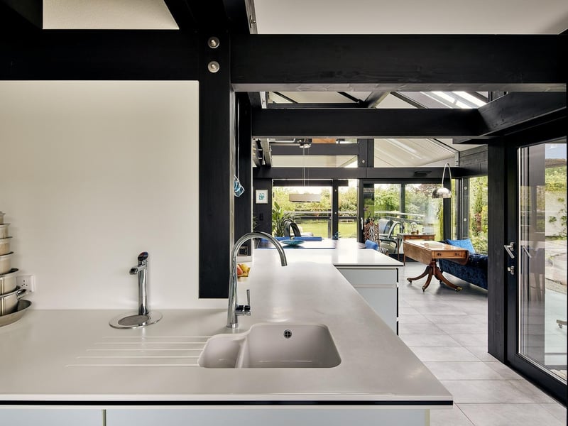 Inside the kitchen.