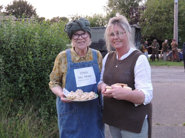 Serving up wartime food - from left - Su Hiles and Tracy Fenwick.