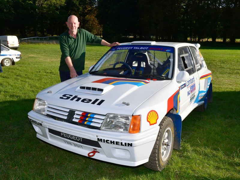 Phil Marriott, of Grantham, with his Peugeot 205 rally car.
