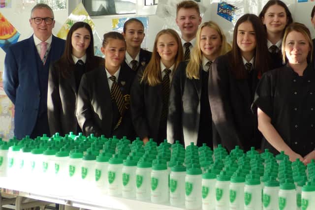 Banovallum students with the new bottles.