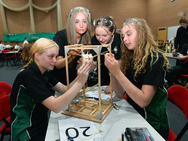 L-R Elizabeth Jones 14, Olivia Pearse 14, Gemma Issott 15, Isla Hrubesch 15 of Kesteven and Sleaford High School