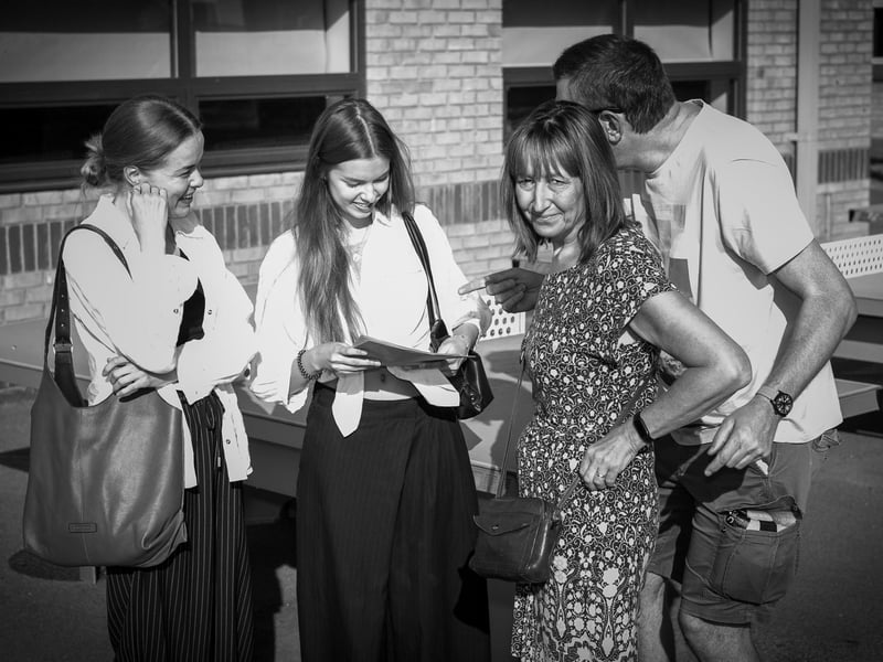 Pupils at Queen Elizabeth Grammar School in Alford with their results.