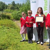 Members of the Grow with Nature Club. Pictured (from left) Ramona Romanova, eight, Arturas Butnorius, nine, Julia Los, 11, and George Watson, 11.
