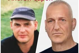 Missing People image showing how Andrew looked when he went missing and how he may look now.