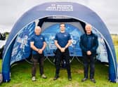 The team pictured with their paramotors.