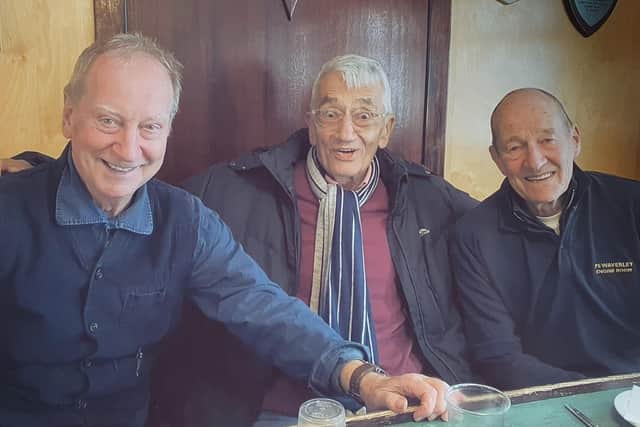 Tom with actors Bill Paterson and David Hayman. Photo: Dan Whyment