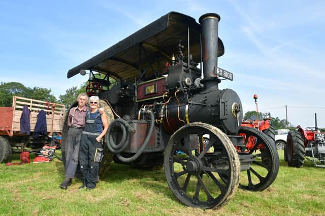 Pat Allen and Kathy Dunn of Wragby with Pat's 1931 Fowler Steam Road Locomotive at Wraby Country Show. Photos: DR Dawson Photography