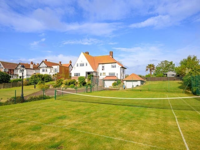 The tennis court.