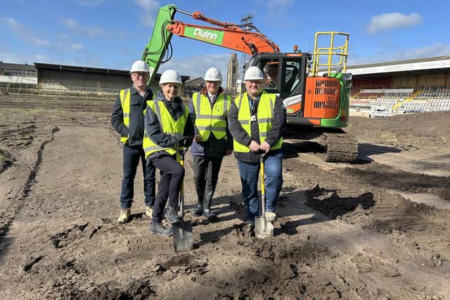 Pictured (from left) Chris Dodd, of MTX, Prof Karen Dunderdale, of LCHG, Alistair Nelson, of LCHG, and Coun Dale Broughton, of Boston Borough Council.