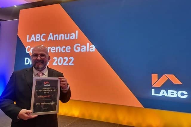 Phil Westmorland receiving his award