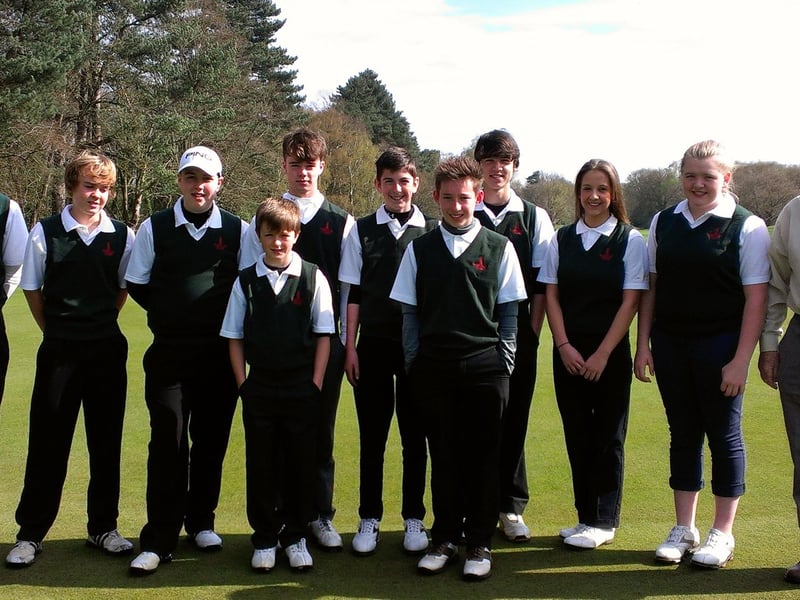 Members of the Woodhall Spa Golf Club Junior Section with chairman Barry Chapman teeing off a new season. New 'uniforms' had been donated to the section by two club members. It meant for the first time in the club's history, players would be competing in green sweaters.