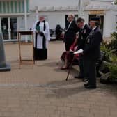 Vice Admiral Duncan Potts, president of the Royal Naval Association, with the Rev Richard Holden, and other guests at the service.
