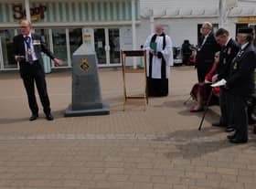 Vice Admiral Duncan Potts, president of the Royal Naval Association, with the Rev Richard Holden, and other guests at the service.