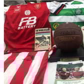 Some of the football memorabilia on offer at the fundraising auction