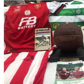 Some of the football memorabilia on offer at the fundraising auction