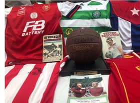 Some of the football memorabilia on offer at the fundraising auction