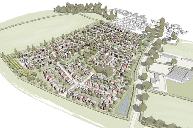 An aerial view of the proposed sustainable urban extension to Louth's Legbourne Road. Image: RG+P