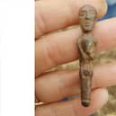 The 2,000 year old bronze nude figure discovered by Paul Shepheard in a field near Haconby. Photo: Paul Shepheard